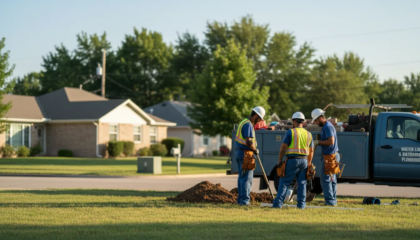 Residential water line and bathroom plumbing service in Petty, TX